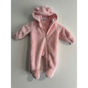 Carter's Just One You Fleece Pram Suit‎ Baby Girl 3M Pink Hooded Bear Ears NWT